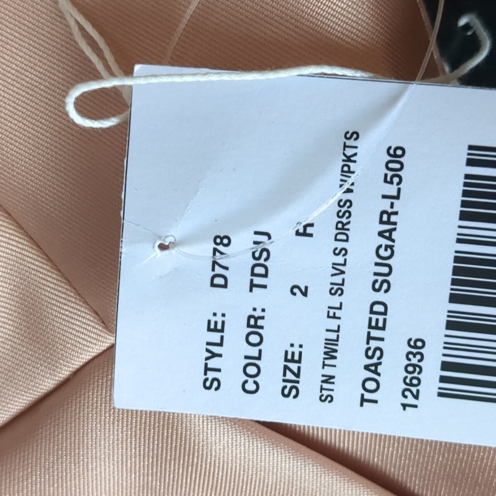 Alfred Sung Sateen Twill Sleeveless Bridesmaid Dress with Pockets Toasted Sugar - Picture 7 of 11